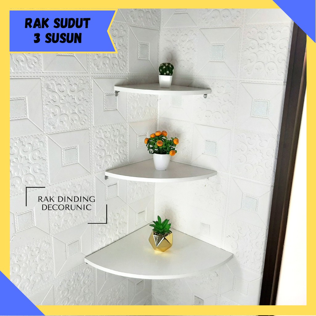 Jual Rak Sudut 3 Susun Tempel Dinding 20,25,30cm Ambalan Dinding Sudut ...