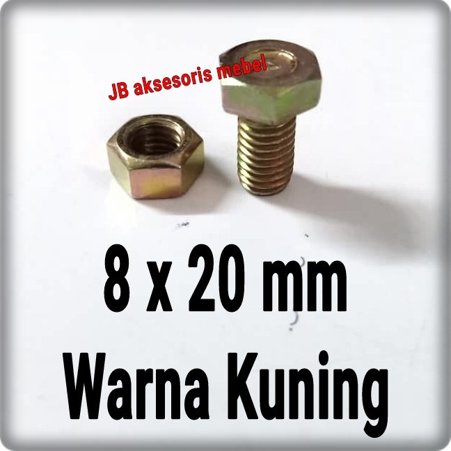 Jual Mur Baut Kuning 8x20 Mm Mur Baut Plat Siku Rak Besi Lubang 8 X