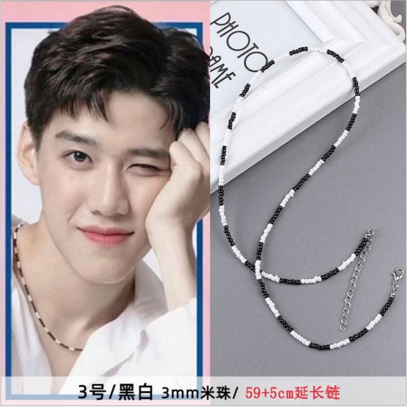 Jual PROMO Kalung Manik Pria Wanita Monokrom Monochrome Korean Style ...