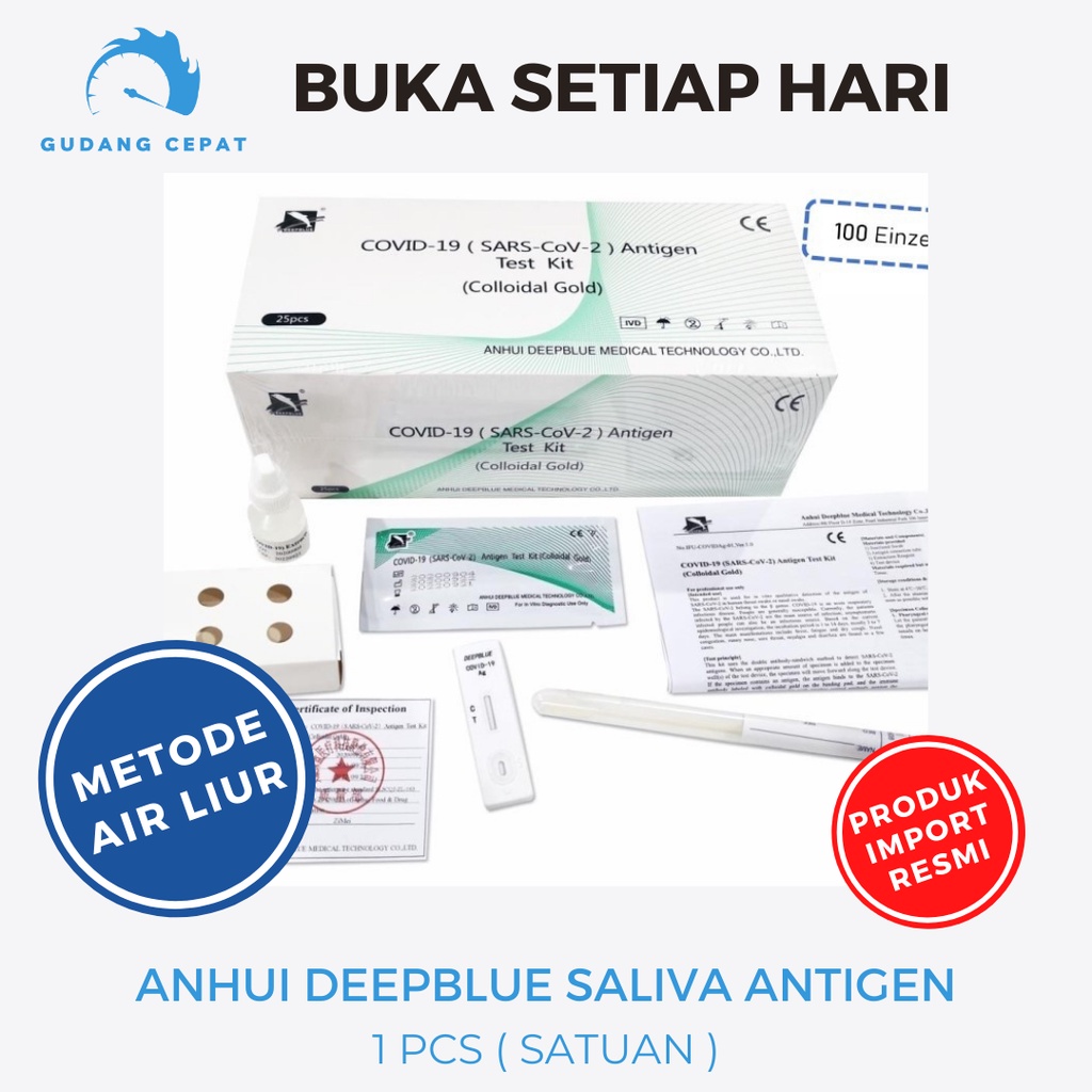 Jual Anhui Antigen Test Kit Deepblue Saliva Air Liur Set Satuan Colloidal Gold Covid