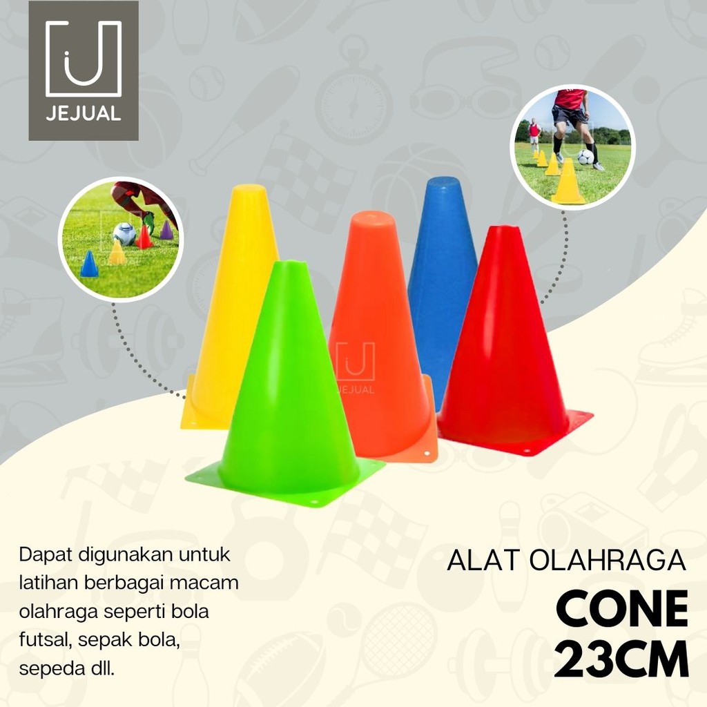 Jual CONE Kerucut 23cm Olahraga Sepak Bola Alat Pembatas Tinggi Futsal ...