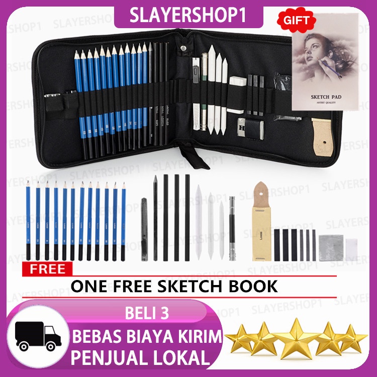 Jual 33pcs Set Pensil Pisau Penghapus Dan Pensil Gambar Untuk Keperluan