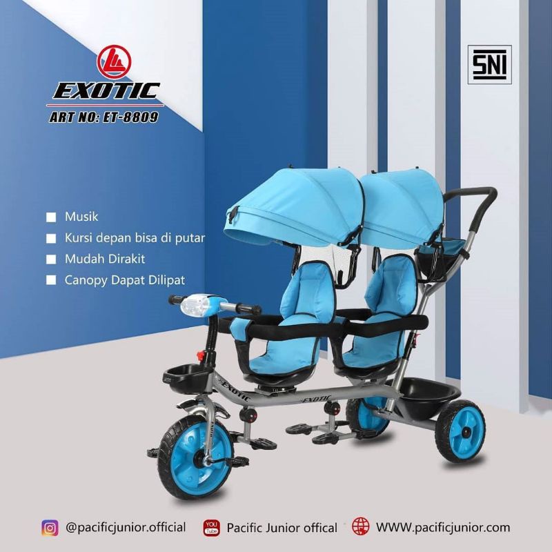 Jual Sepeda Roda 3 Stroller Exotic 8809 Kembar Shopee Indonesia