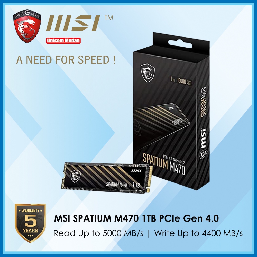 Jual MSI SPATIUM M470 1TB SSD PCIE 4.0 GEN4 M.2 NVME | Shopee Indonesia