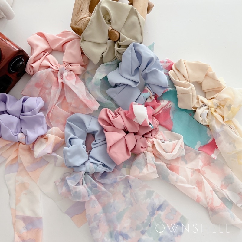 Jual Town Shell - Nina Ribbon Korean Scrunchy / scrunchie / scrunchies ...