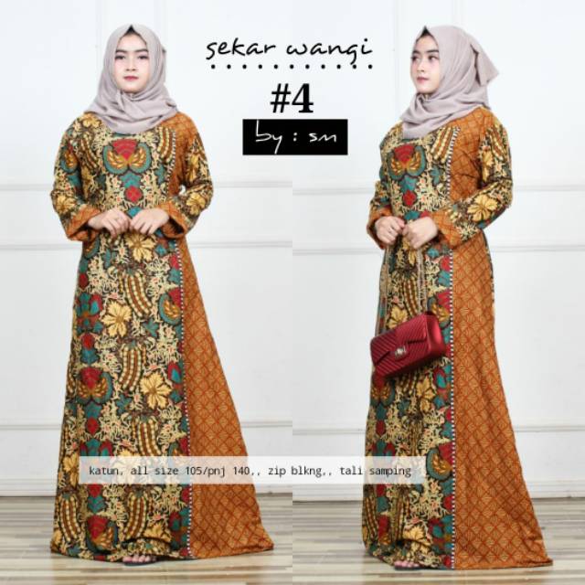 Jual Gamis Sekar Wangi Baju Batik Muslim Wanita Katun Halus Motif Batik