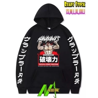 WYLINGER Anime Yujiro Baki Hanma Hoodie - 2D Printed, Unisex Pullover, Black, XXX-Large, Harajuku Style