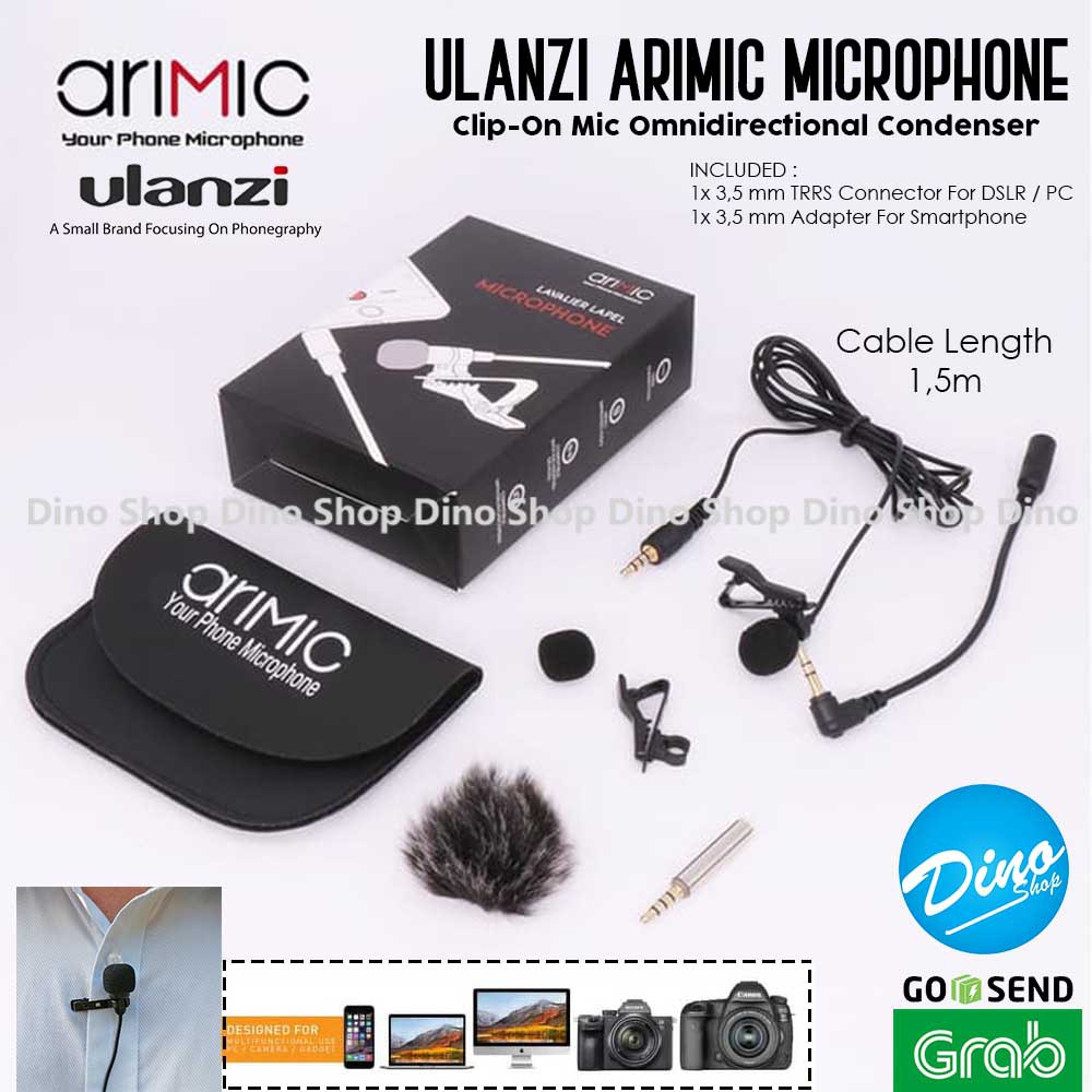 Jual ULANZI ARIMIC Lavalier Clip On Microphone Mic Smartphone & DSLR ...