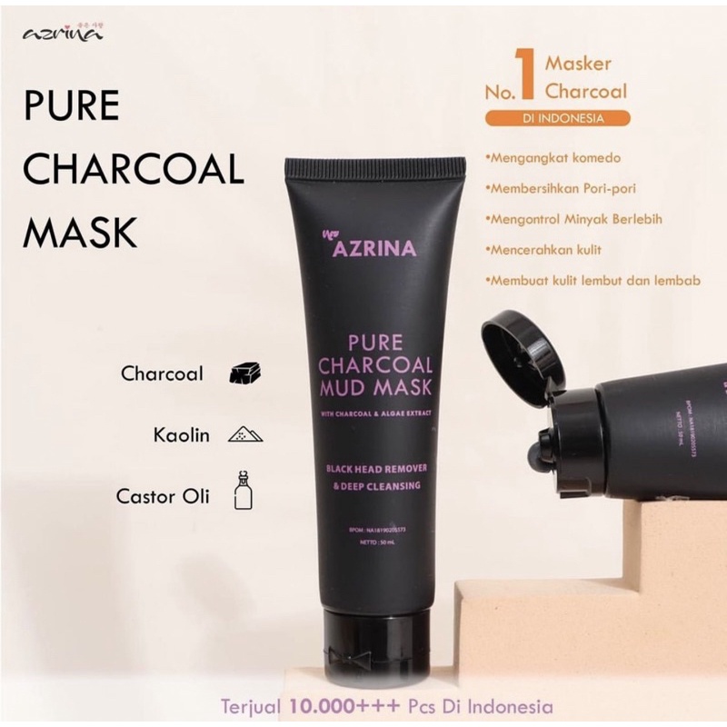 Jual Azrina Acne Purifying Clay Mask / Pure Charcoal Mud Mask 50ML ...