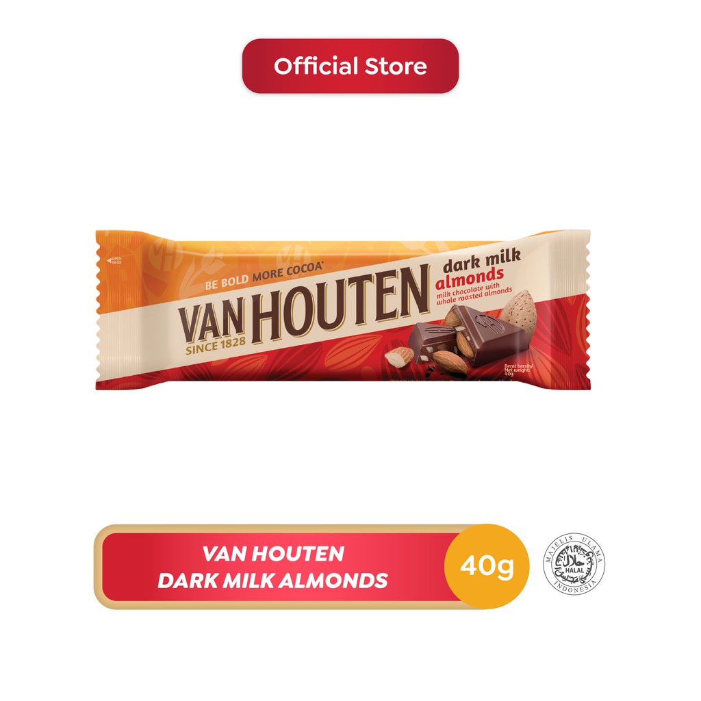 Jual Van Houten Dark Milk Almonds 40 Gr Shopee Indonesia 8507