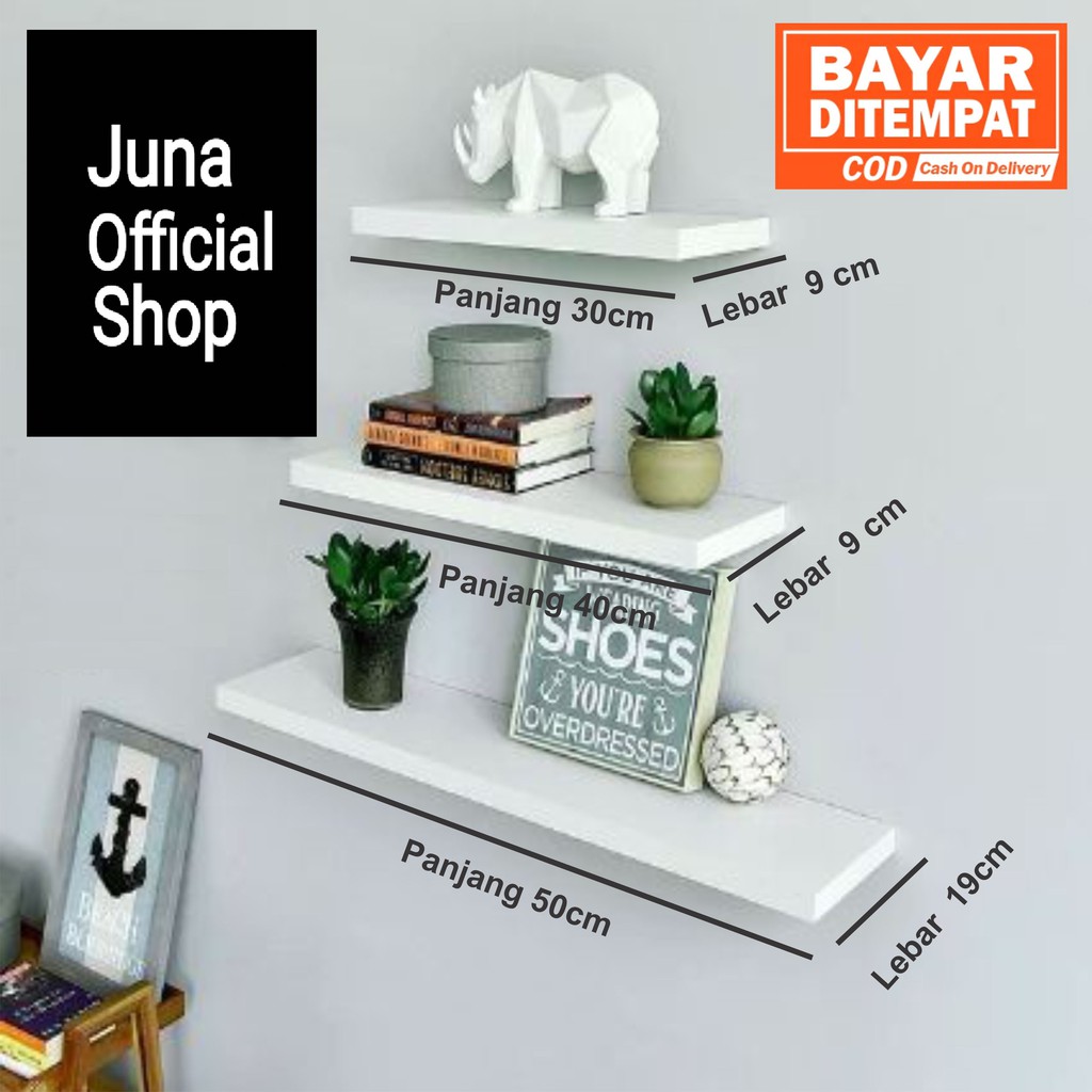 Jual Ambalan Rak Dinding Tempel 1 Set (3pcs) Putih | Shopee Indonesia
