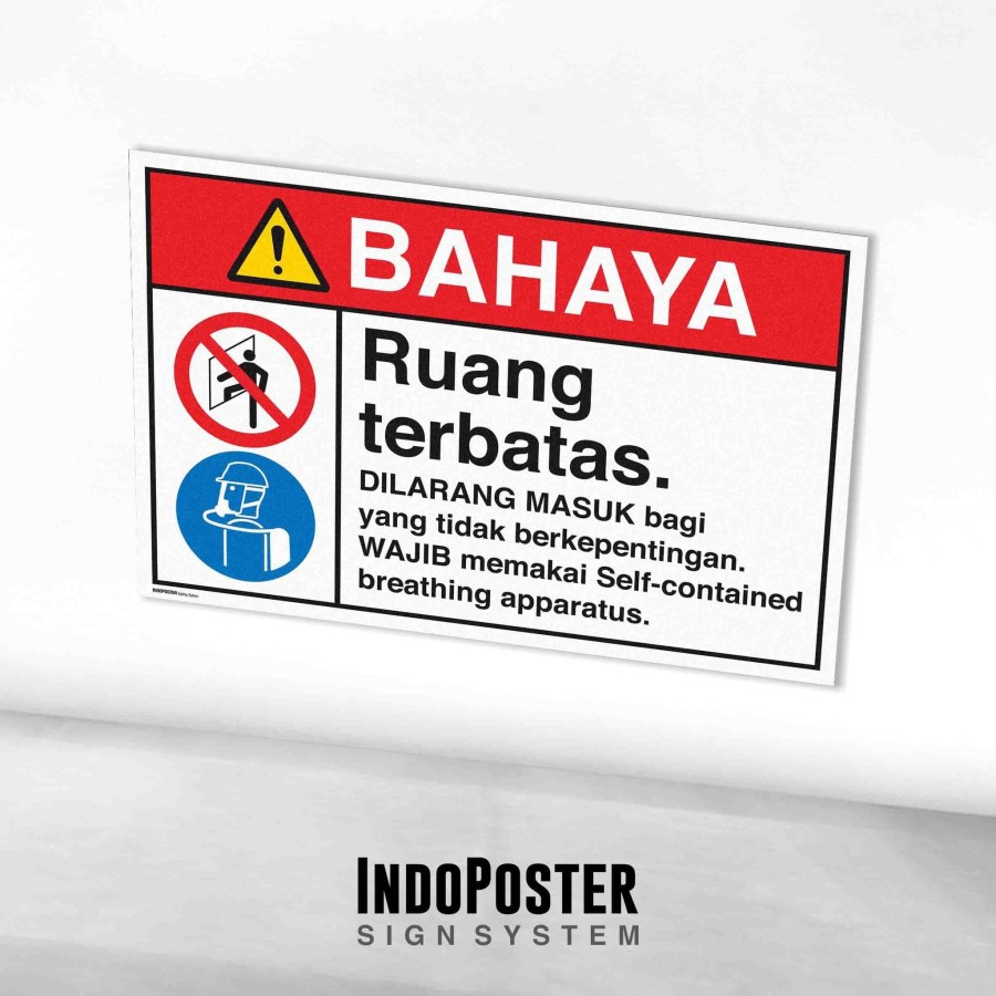 Jual Stiker Label Safety Sign Rambu K3 ANSI Ruang Terbatas Gunakan SCBA ...