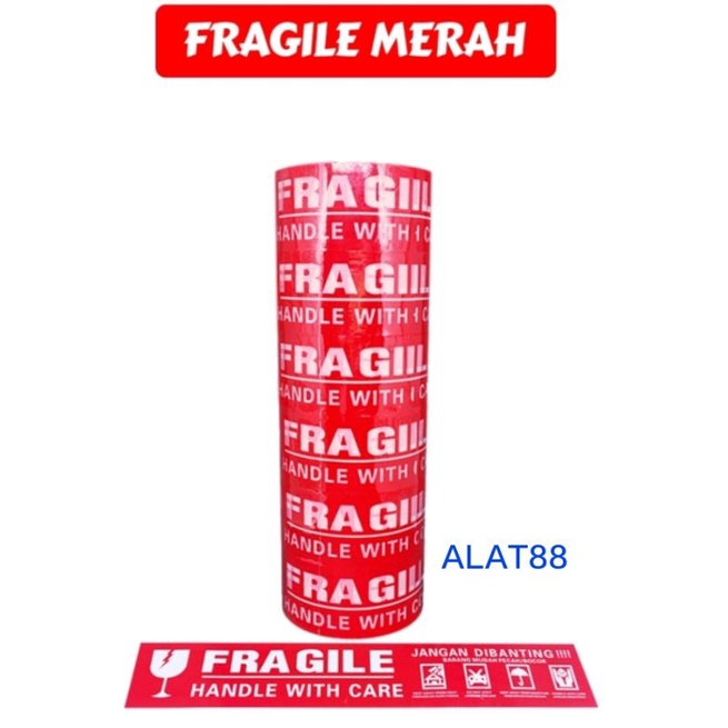 Jual lakban fragile merah tebal 2