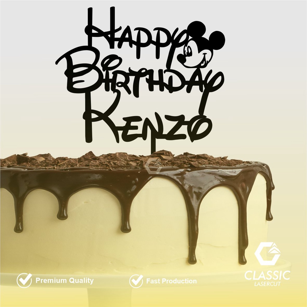 Jual Custom Tusukan Kue Ulang Tahun Tema Mickey Mouse / Tusukan Kue