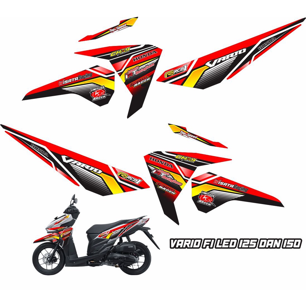 Jual Variasi Stiping Sticker Variasi Motor Honda Vario Led Fi Motif Racing Simple