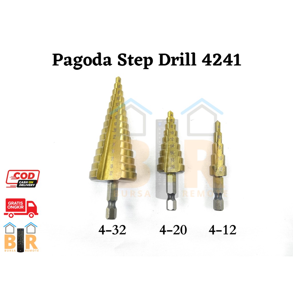 Jual Mata Bor Pagoda Spiral Besi Kuningan Kayu Plastik Step Drill 4241 ...