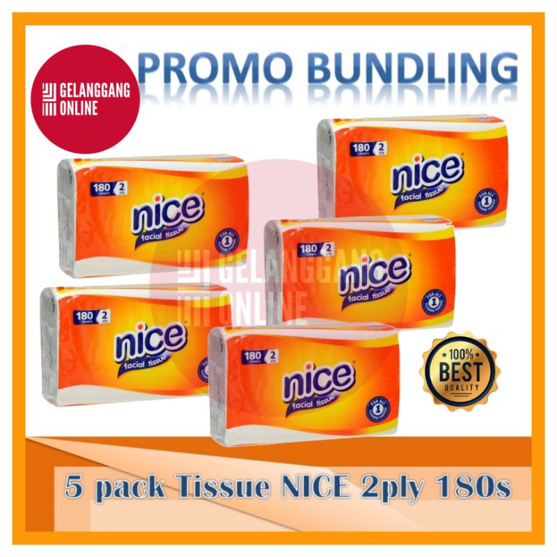 Jual paket 5 pcs tissue nice 180sheet 2ply - nice 60 - nice 250 ...