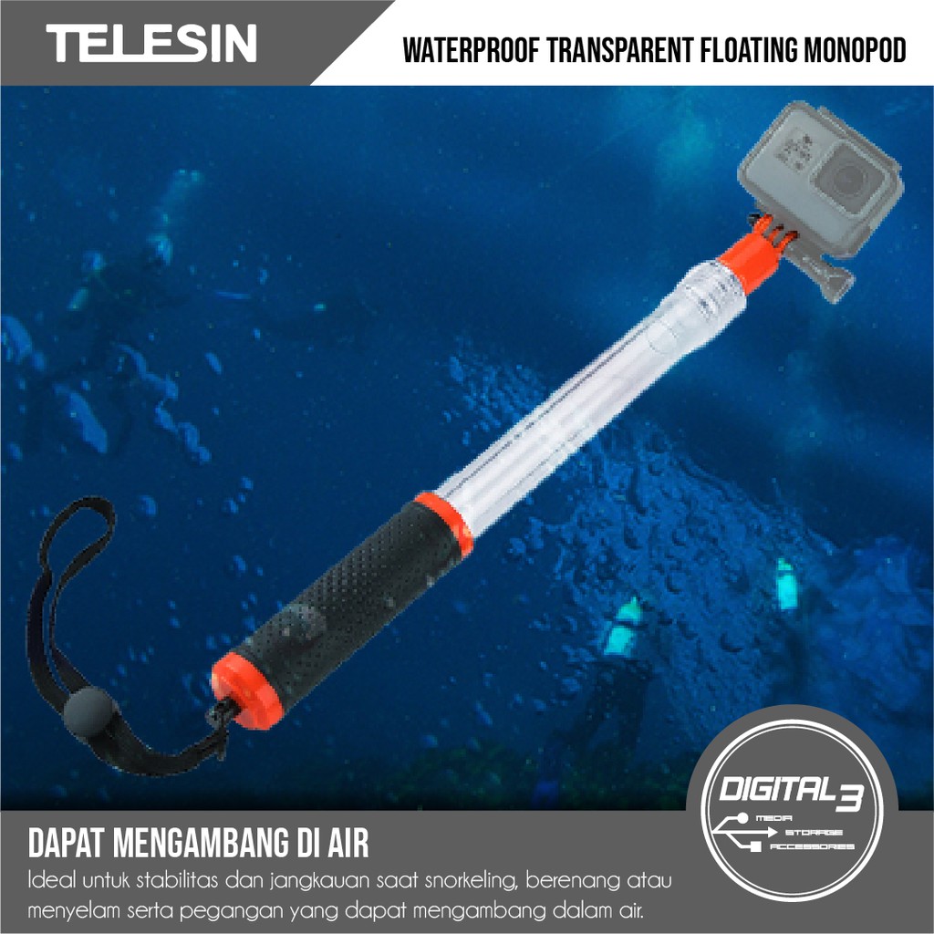 Jual Telesin Monopod Floating Extension Pole Tongsis Floaty Stick GoPro ...