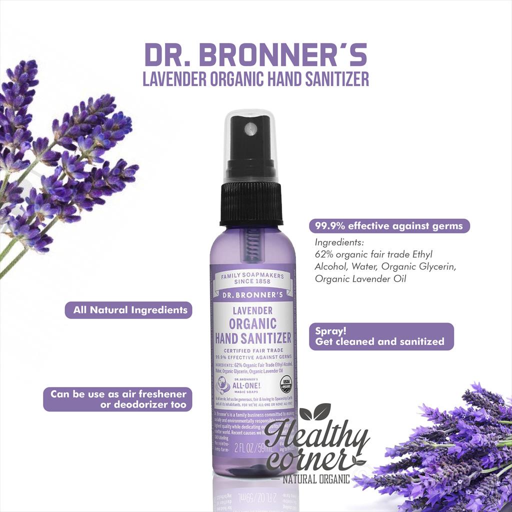 Jual Dr.Bronner's Organic Hand Sanitizer Spray 59 mL Lavender ( Dr