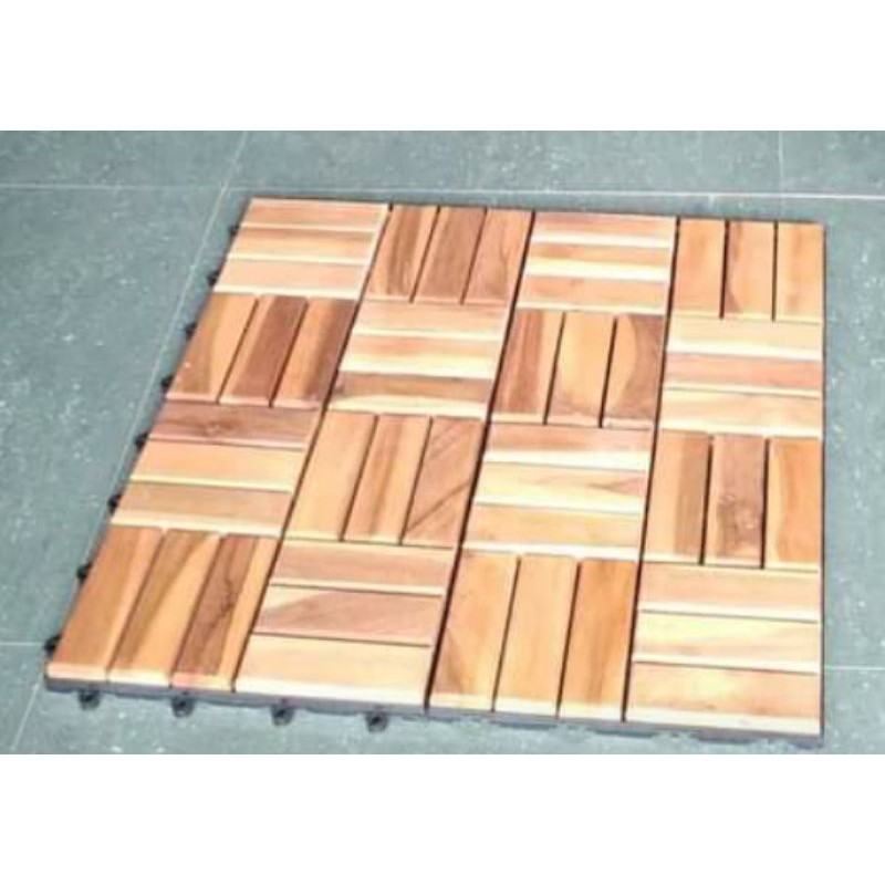Jual panel lantai kayu jati /parquete/ubin kayu | Shopee Indonesia