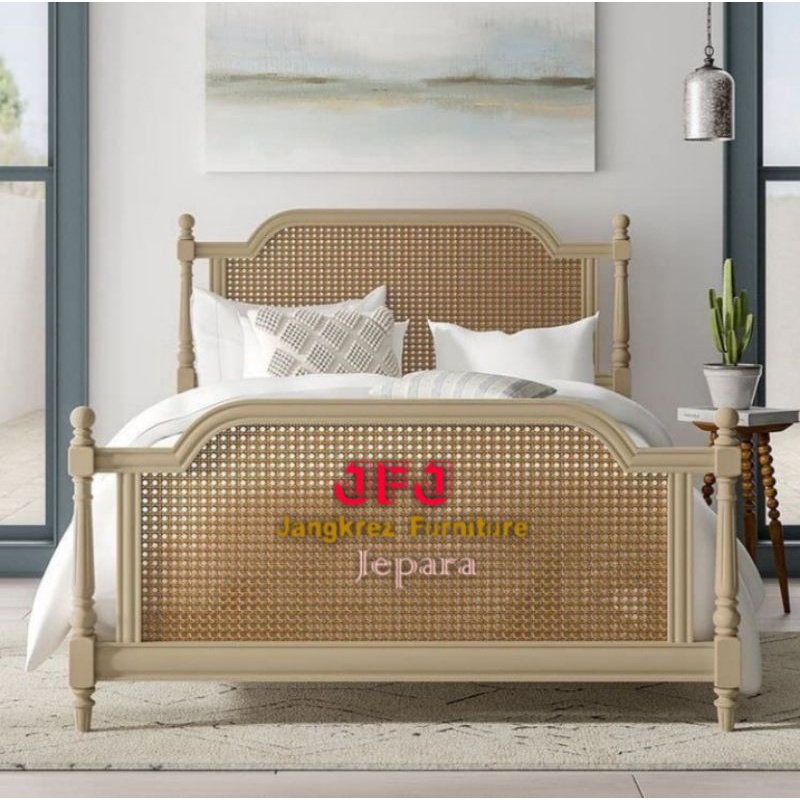 Jual ranjang tempat tidur ranjang jati rotan | Shopee Indonesia