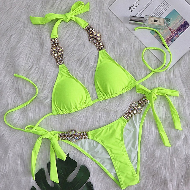 Jual 2021 Rhinestone Swimsuit Women Bikinis Crystal Diamond Bikini Set