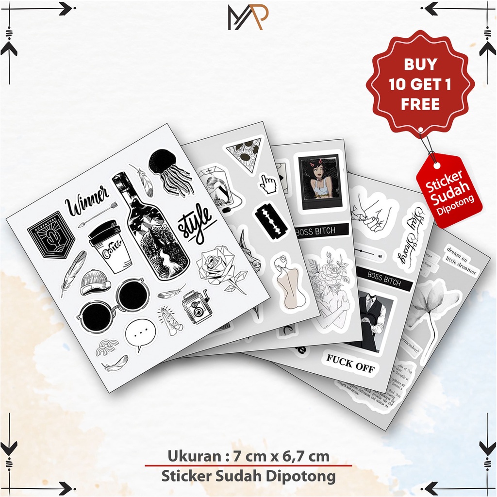 Jual [Black Series] MINI Black Sticker Aesthetic | Sticker Case Sticker