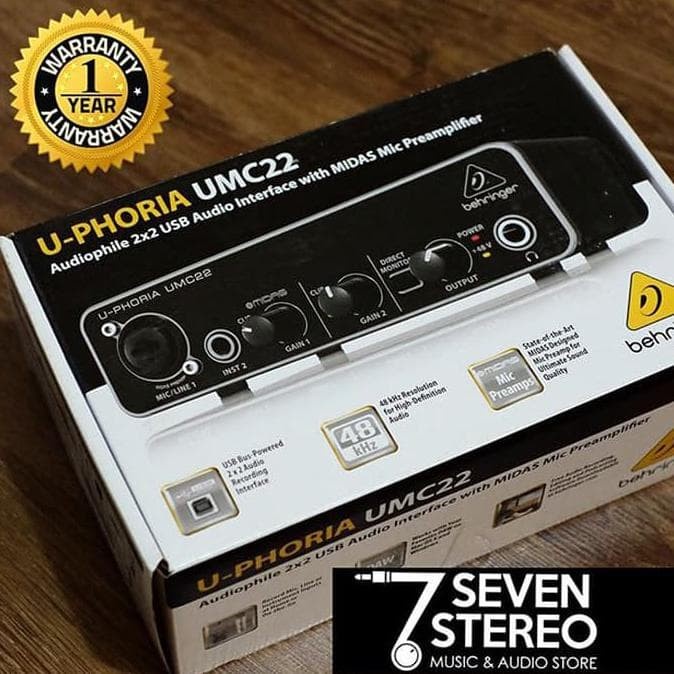 Jual BEHRINGER SOUNDCARD UMC22 AUDIO INTERFACE WITH MIDAS PREAMP