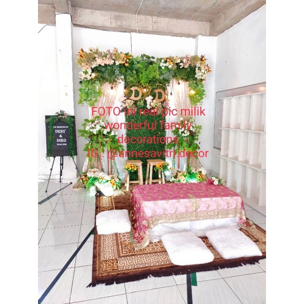 Jual Sewa dekorasi backdrop akad nikah nuansa gold 2 meter. + MEJA AKAD