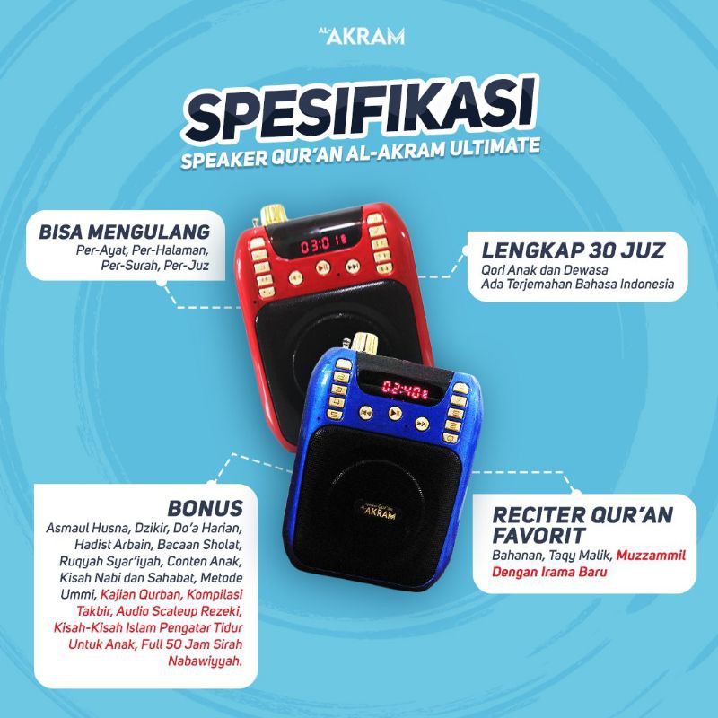 Jual SPEAKER QURAN TERLENGKAP AL AKRAM ULTIMATE 30 JUZ | Shopee Indonesia