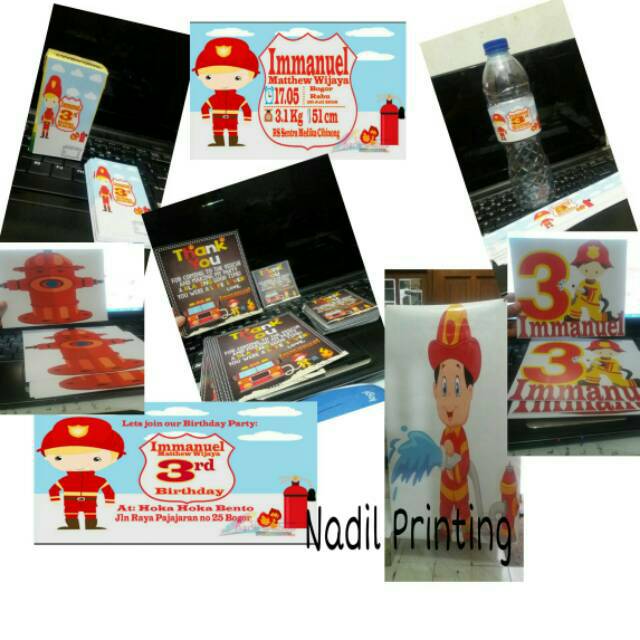 Jual Paketan label ultah pemadam kebakaran susu ultra+topper+minuman ...