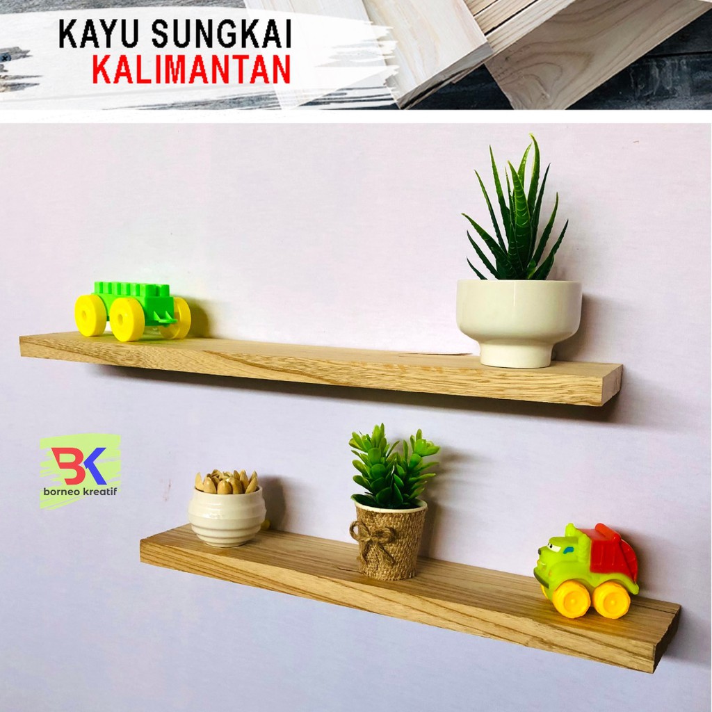 Jual Kalimantan Selatan Rak Dinding Minimalis Kayu Sungkai Asli Floating Shelf Kayu Sungkai 6319