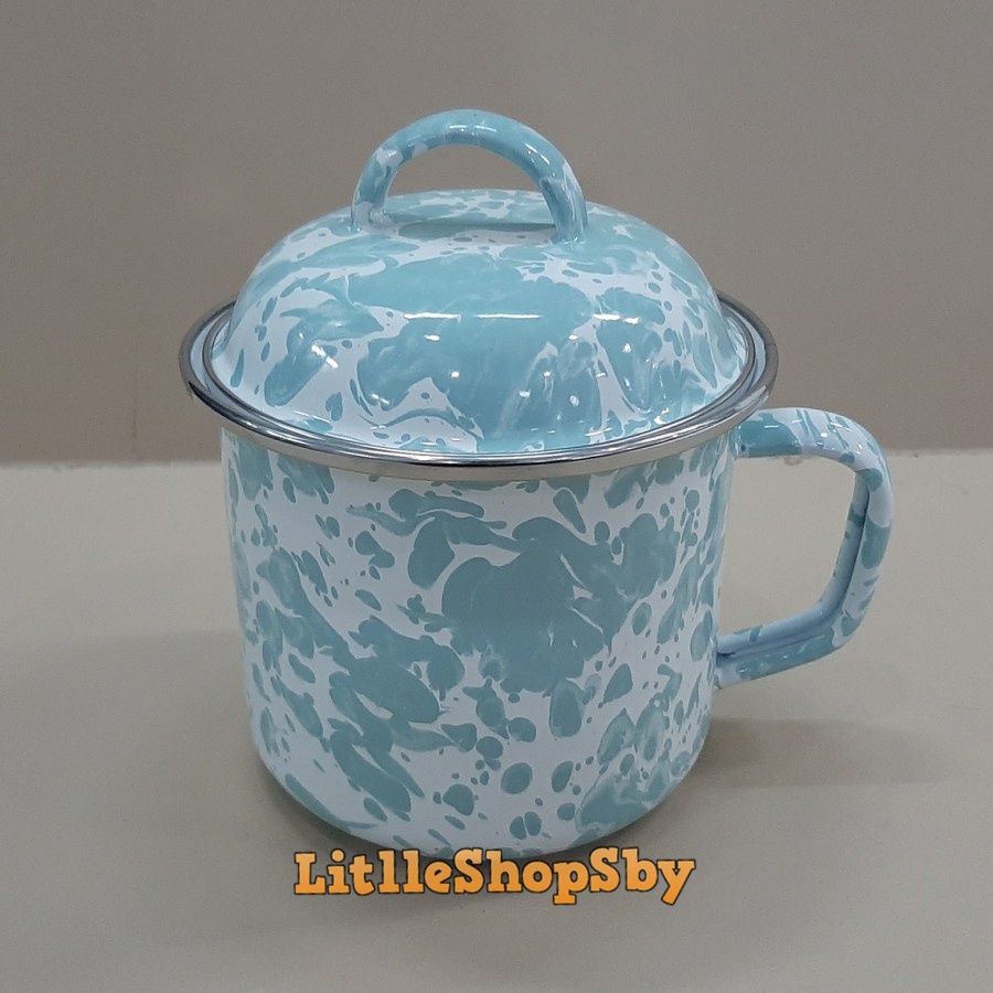 Jual Cangkir Mug Gelas Enamel 12cm Toska Blirik Biru Muda | Shopee ...
