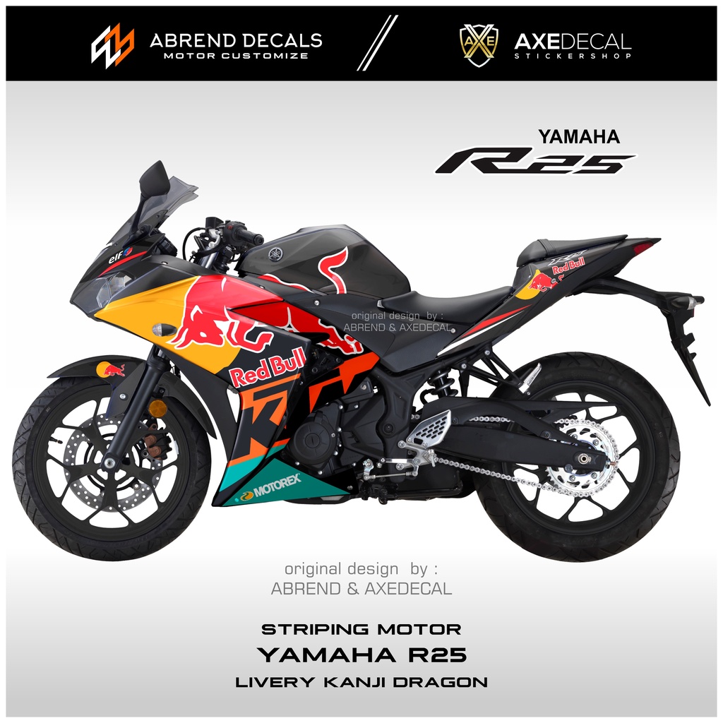 Jual STRIPING YAMAHA R25 REDBULL / STIKER MOTOR R25 DESAIN CUSTOM ...