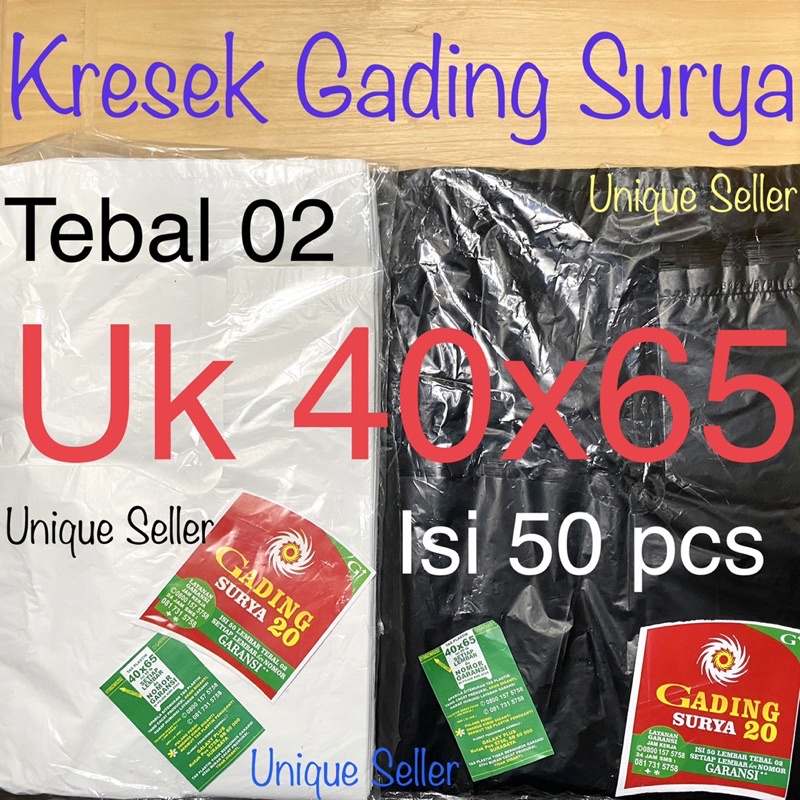 Jual [Isi50] Kresek GADING SURYA 40x65 Tebal 02 Merah Putih Hitam ...