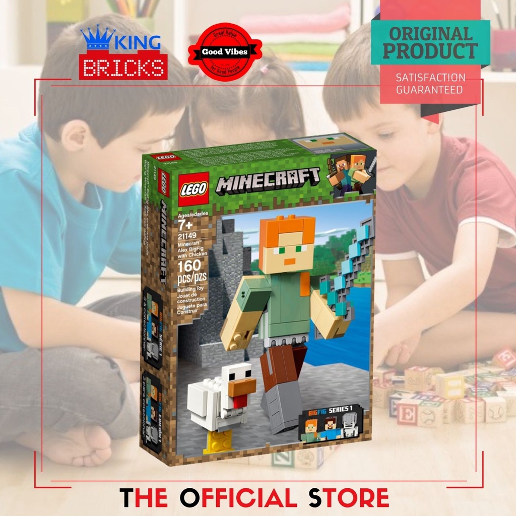 Jual LEGO Original MINECRAFT 21149 Alex BigFig with Chicken - Mainan ...