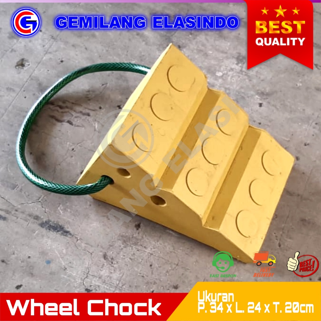 Jual Rubber Wheel Chock Kuning Uk. P.34cm x L.24cm x T.20cm | Ganjalan ...