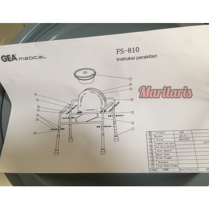 Jual Kursi BAB Commode Chair Gea FS 810 Tidak Bisa Lipat dan Tanpa Roda ...