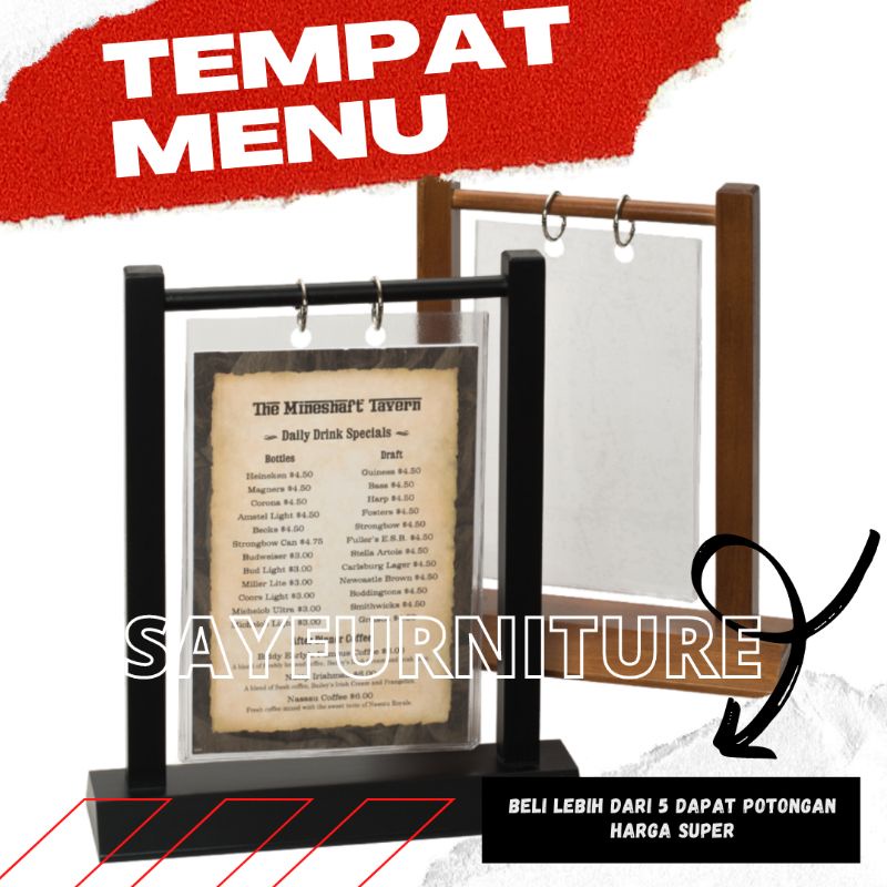 Jual tempat menu makanan kafe display menu makanan, wadah menu stan ...