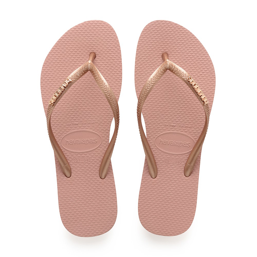 Havaianas Slim Logo Metallic 1924-Black/Golden Sandal Wanita