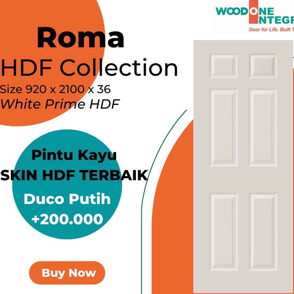 Jual Pintu Woodone Integra HDF Skin Tipe Roma UK 92x210 Warna - White ...