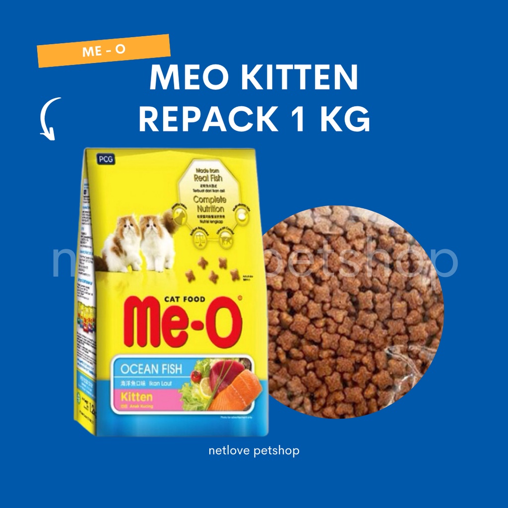 Jual Me-O Kitten Ocean Fish Kemasan Repack 1 KG | Shopee Indonesia