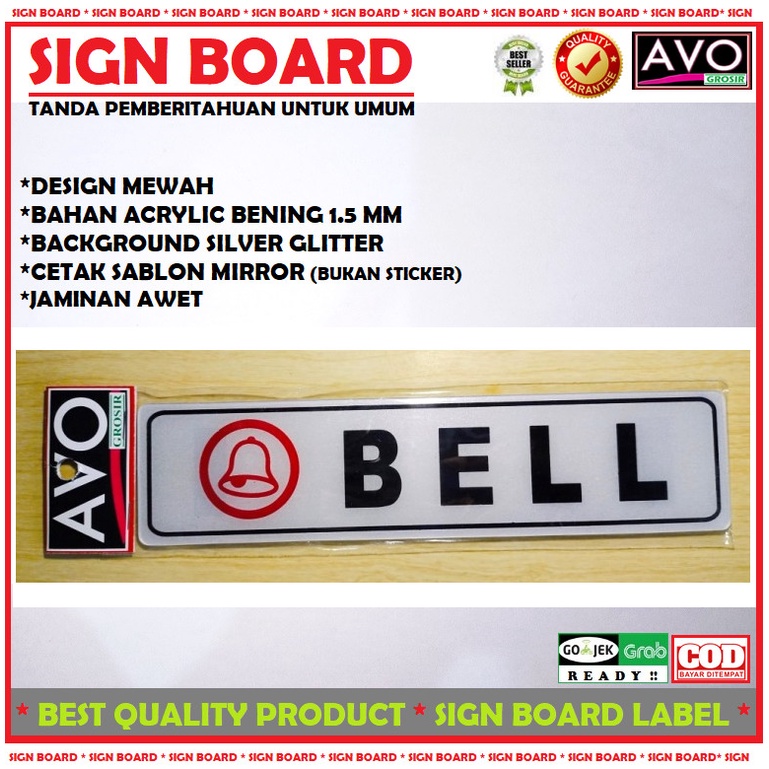 Jual sign label BELL acrylic sticker sign board tanda notice | Shopee ...