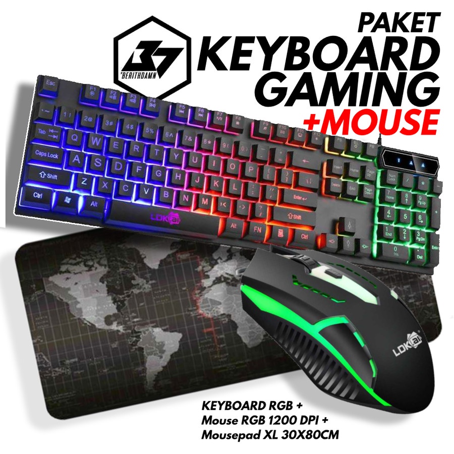 Jual Paket keyboard gaming dan Mouse RGB/Set Mouse dan Keyboard Gaming