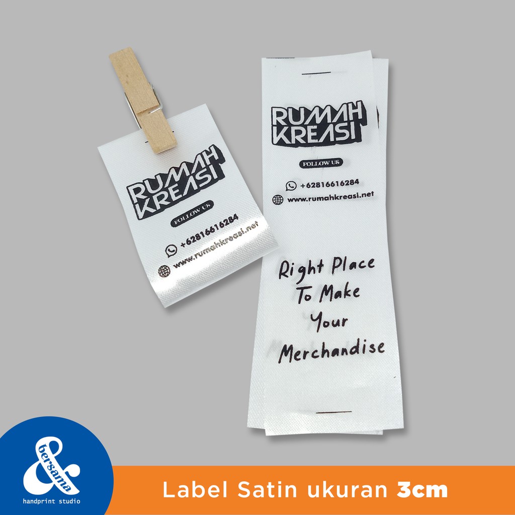 Jual Washing Care Label / Label Saran Pencucian / Bahan Satin 3cm Free