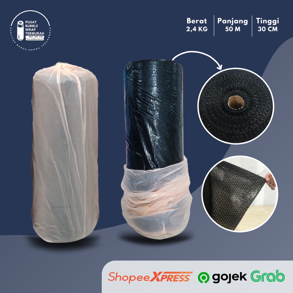 Jual Bubble Wrap Roll Hitam Berat 2,4Kg Ukuran 1,25M X 50M Bungkus Oren ...