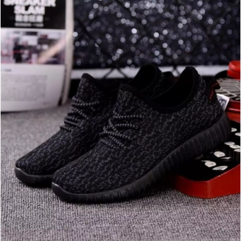 Jual NEW !!! Sepatu sneaker pria full black | Shopee Indonesia
