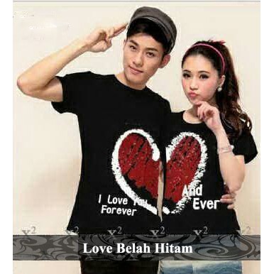 Jual Baju Couple Love Gterbelah Hitam Putih Merah Terbaru Kece ...