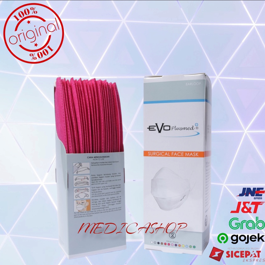 Jual Evo Plusmed Masker 3 Ply warna Magenta 1 box (25 pcs) | Shopee ...