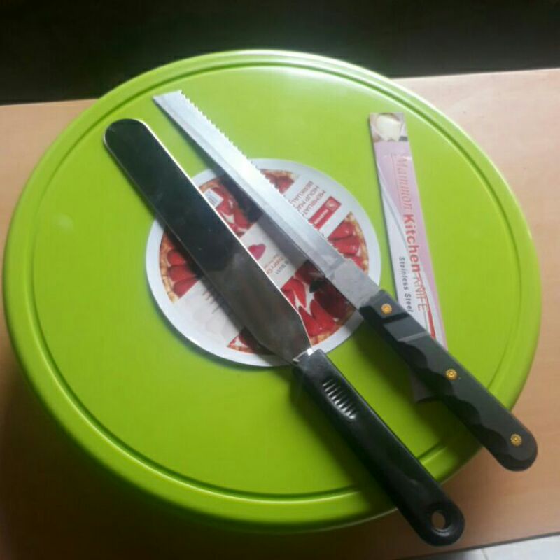 Jual MEJA KUE MEJA PUTAR UNTUK HIAS KUE DAN SPATULA PISAU PEMOTONG